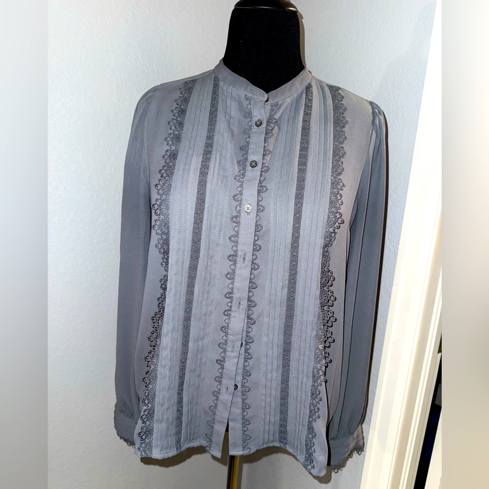 Ann Taylor Soft Gray Blouse